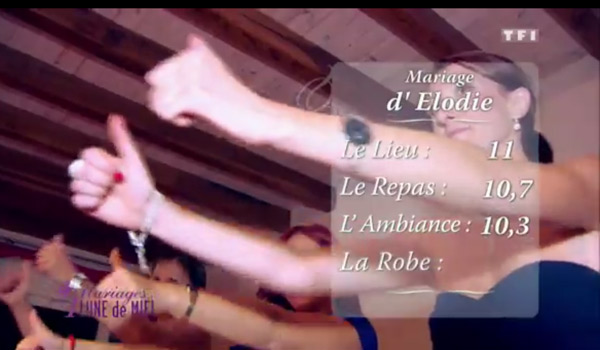 Les notes d'Elodie et Arnaud de 4 mariages sanctionnées par Sabrina avec des 7/20