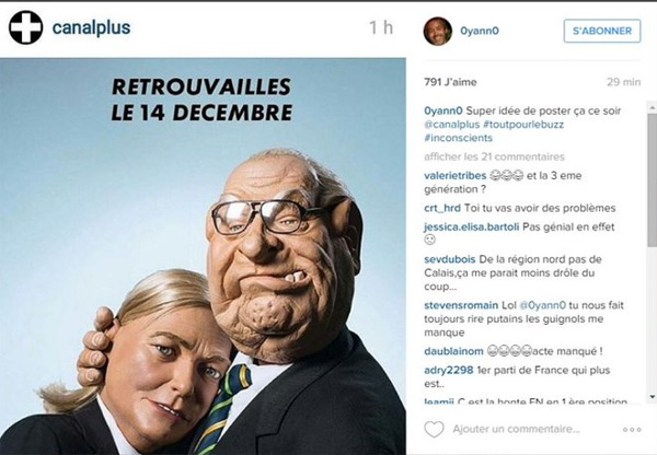 Avis sur la réaction de Yann Barthes sur la pub des Le Pen pour Les guignols de l'info