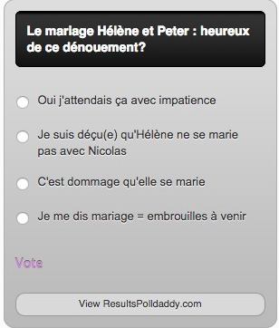 Sondage sur le mariage d'Hélène et Peter LMDLA