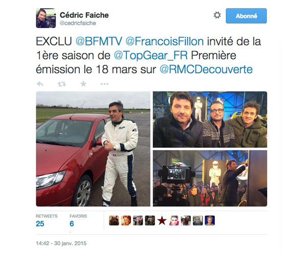 Date lancement Top gear France avec François Fillon sur RMC Découverte