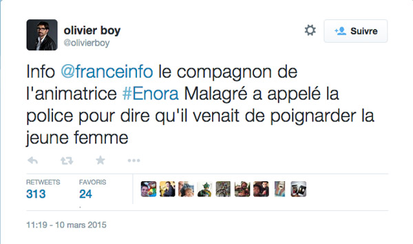 Fausse mort d'Enora malagré annoncée sur France Info