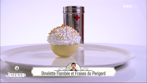 Recette de Fabrice Mignot  : Omelette flambée et fraises du périgord