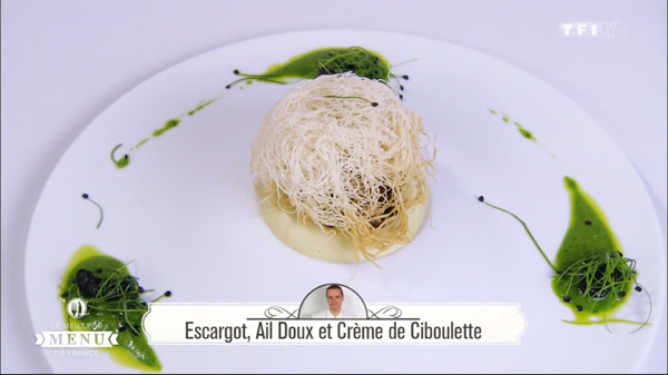 Recette d'Alexandre : Escargot, ail doux et crème de ciboulette