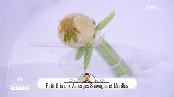 Recette de Fabrice : Petit gris aux asperges sauvages et morilles. F