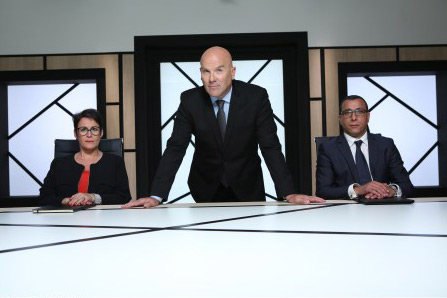 Bruno Bonell et ses conseillers dans The Apprentice sur M6  / Photo Pierre Olivier-m6