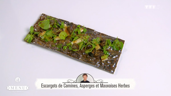  Recette Escargot de Comines, Asperges et mauvaises herbes (Maxime Schelstraete)