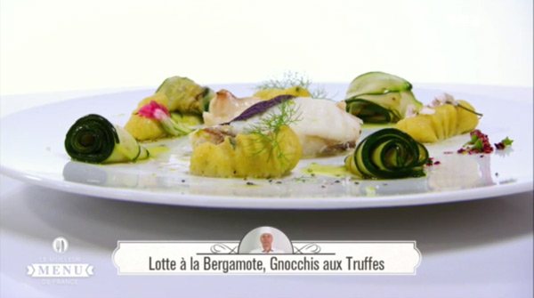 Recette poisson Hervé Fourrière : Lotte à la Bergamote, gnocchis aux truffes