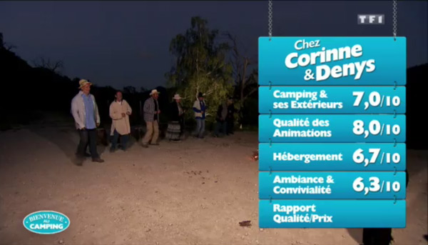 Les notes de Corinne et Denys dans Bienvenue au camping sur TF1