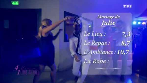 Les notes du mariages de Julie du 20 octobre 2015 dans 4 mariages de TF1