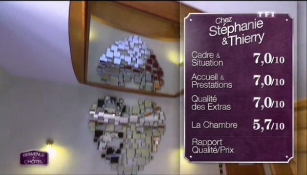 Les notes de Stéphanie et Thierry sont hautes : 7 partout sauf 5,7 pour la chambre