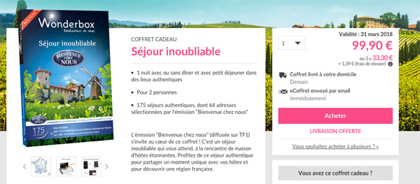 Vos avis et commentaires sur le coffret Bienvenue chez nous de Wonderbox / Capture écran