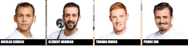 Nicolas, Clément, Pierre et Thomas dans Top Chef 7 le lundi / Capture écran M6