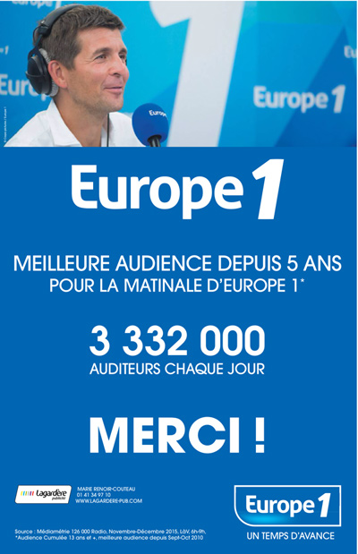 Les belles audiences de fin 2015 pour la matinale Europe 1 !