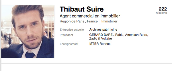 Le profil Linkedin de Thibault Suire dans Chasseurs d'appart sur M6 / Capture écran 