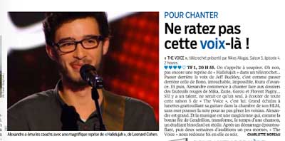 Bel article d'hommage pour le candidat Alexandre