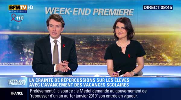 L'écran BFMTV avec l'annonce des titres + le bandeau d'info 