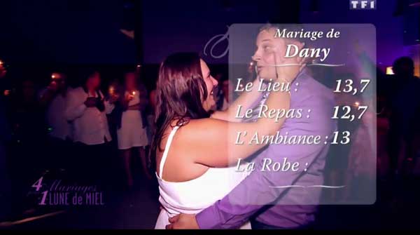 Les notes du mariage de Dany  = > qui est la gagnante de 4 mariages pour une lune de miel ?