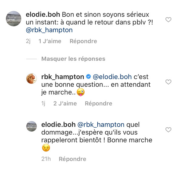 Rebecca Hampton revient quand ?