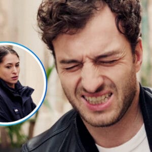 Samuel grimace de douleur et s’effondre pendant une arrestation, sous les yeux de Morgane dans Plus belle la vie.