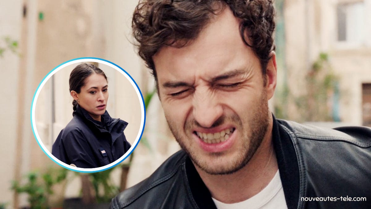 Samuel grimace de douleur et s’effondre pendant une arrestation, sous les yeux de Morgane dans Plus belle la vie.