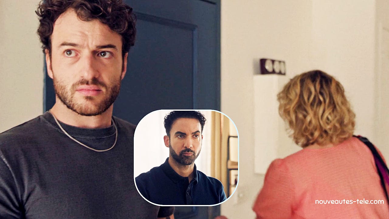 Samuel bouleversé dans son appartement pendant que Jennifer part ; Gabriel en médaillon, médecin et cousin de Samuel.