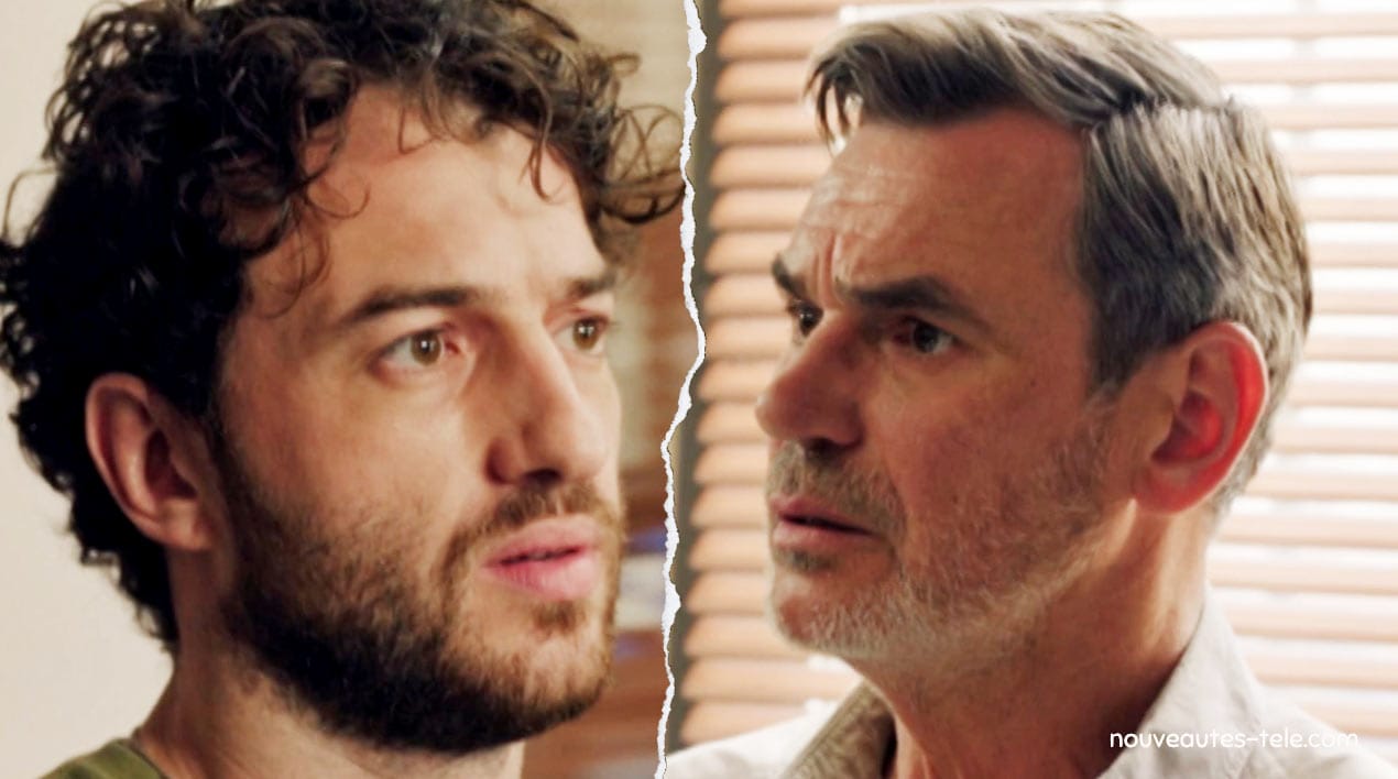 Samuel face à Patrick dans Plus belle la vie, épisode du 3 juillet 2025, lors de sa confession sur le vol des médicaments.