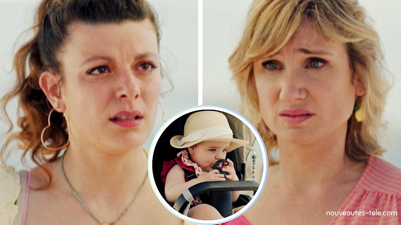 Jennifer face à Romy, avec au centre la petite Romy en poussette