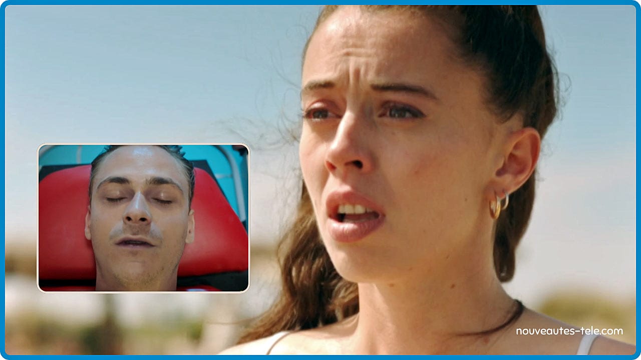 Sara bouleversée après l’explosion du jet-ski de Bart dans Demain nous appartient du 12 août 2025, Bart inconscient et blessé.