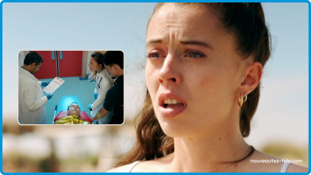 Sara bouleversée après l’explosion du jet-ski de Bart dans Demain nous appartient du 12 août 2025, Bart inconscient et blessé.