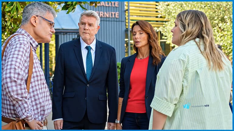 Sébastien Perraud avec Marguerite, Raphaëlle et Daniel dans Demain nous appartient